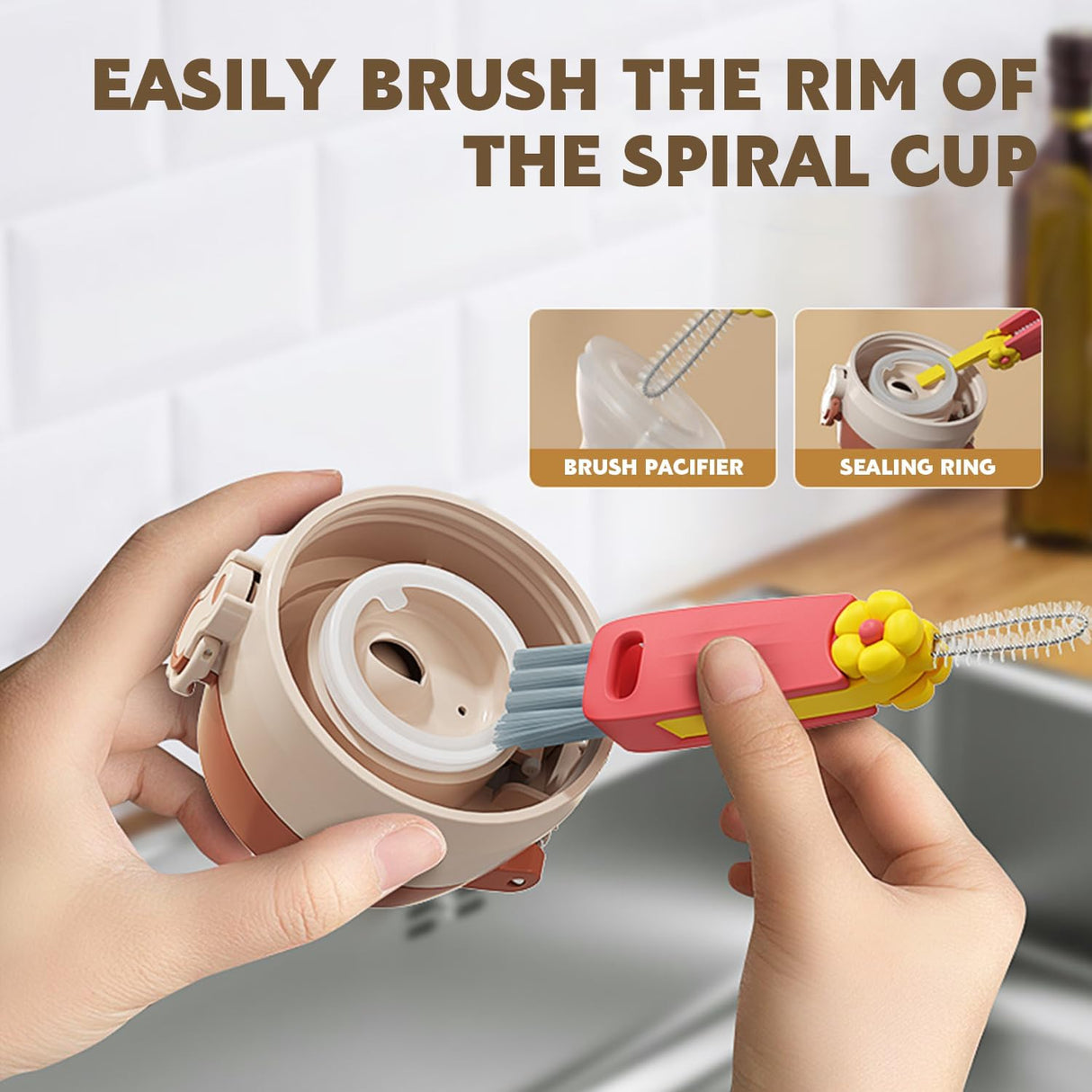3 in 1 Cup Lid Cleaning Brush Crevice Cleaning Brush for Bottle Gap Tight Spaces Cup - V.I.P Digital Presence