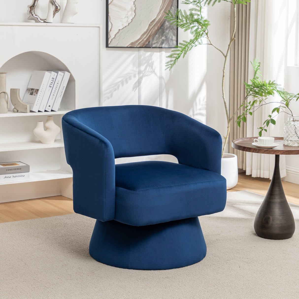 Swivel Barrel Chair, Velvet Accent Armchair 360 Degree Swivel Club Chair for Living Room Bedroom Reception Room - V.I.P Digital Presence