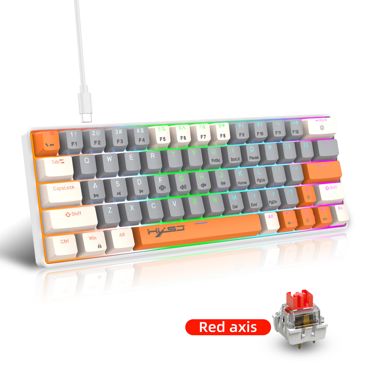 63 key portable 60% mechanical gaming keyboard RGB backlit compact mini gaming keyboard - V.I.P Digital Presence