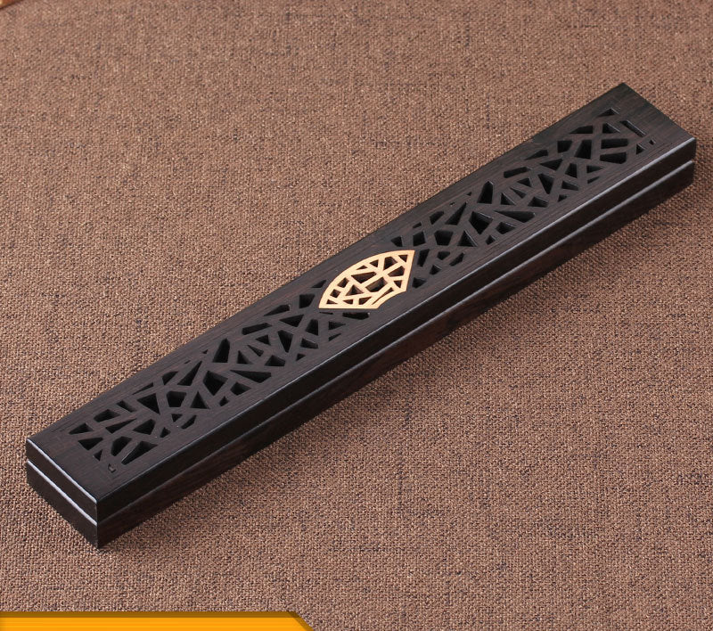 Wooden thread incense box, black sandalwood inlaid with boxwood, sleeping incense burner, incense burner, household indoor agarw - V.I.P Digital Presence