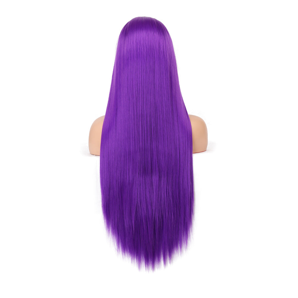 Natural Transition Wig Purple Chemical Fiber Front Lace Long Straight Hair Matte High Temperature Silk Headgear - V.I.P Digital Presence