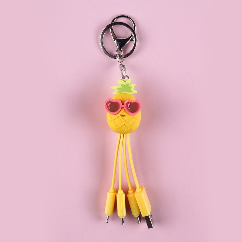 Creative cartoon data cable quirky peach blossom eye phone charging cable peach blossom eye pineapple fruit - V.I.P Digital Presence