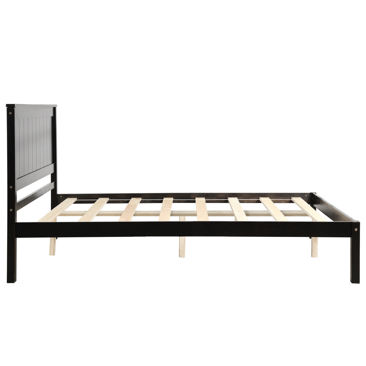 Platform Bed Frame with Headboard, Wood Slat Support, No Box Spring Needed Full Espresso