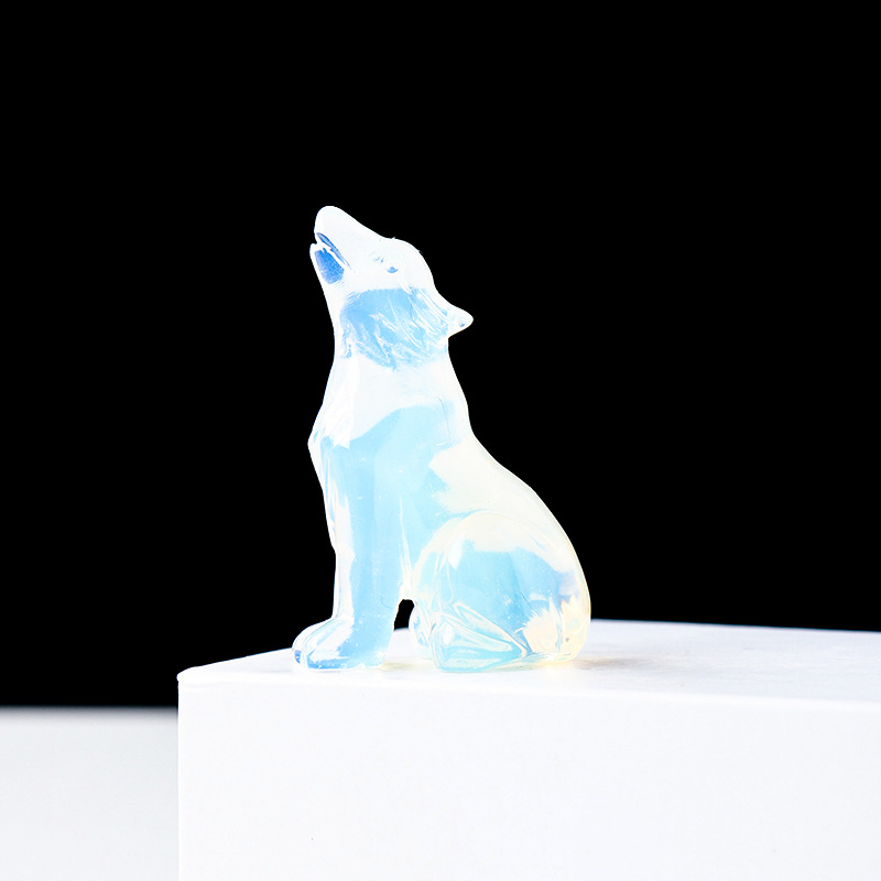 Natural crystal wolf cub carving piece, crystal animal raw stone, mineral specimen, home decoration ornament - V.I.P Digital Presence