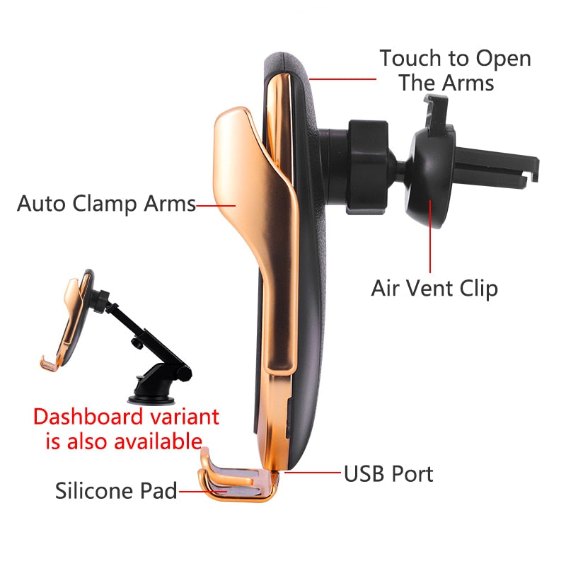 Car Wireless Charger Holder for iPhone X XS XR 8 Plus Mount 10W Qi Fast Charging Auto Clamp Wireless Car Phone Charger Suction - V.I.P Digital Presence