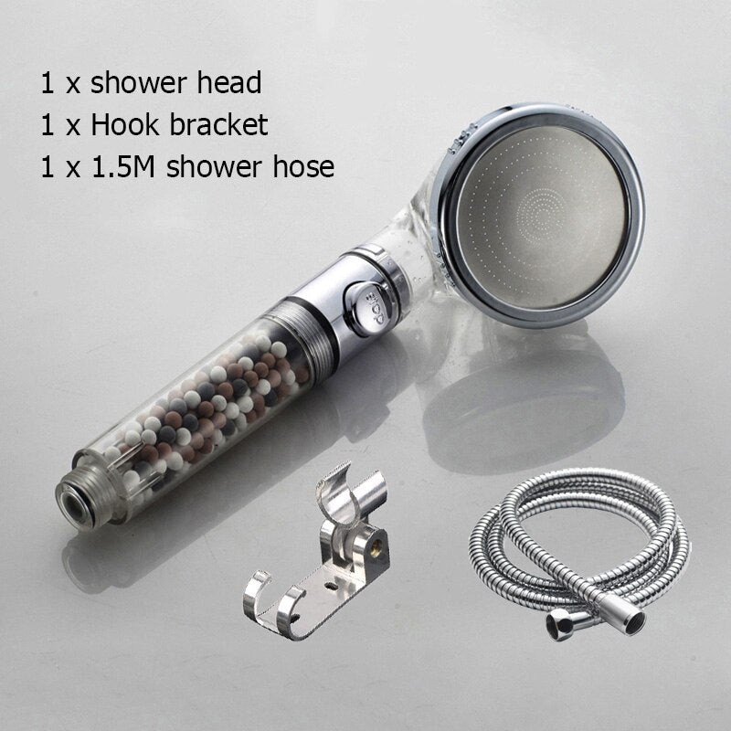 New Tourmaline balls Filter Shower Head Water saving 3 Modes adjustable SPA shower head on/off button high pressure shower - V.I.P Digital Presence