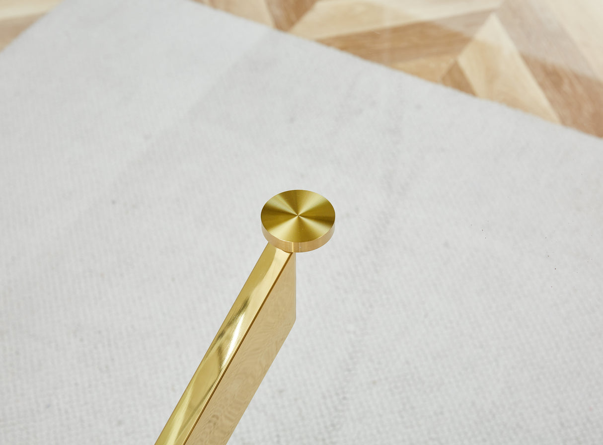 TEMPERED CLEAR GLASS GOLDEN LEG DINNING TABLE 63" - V.I.P Digital Presence