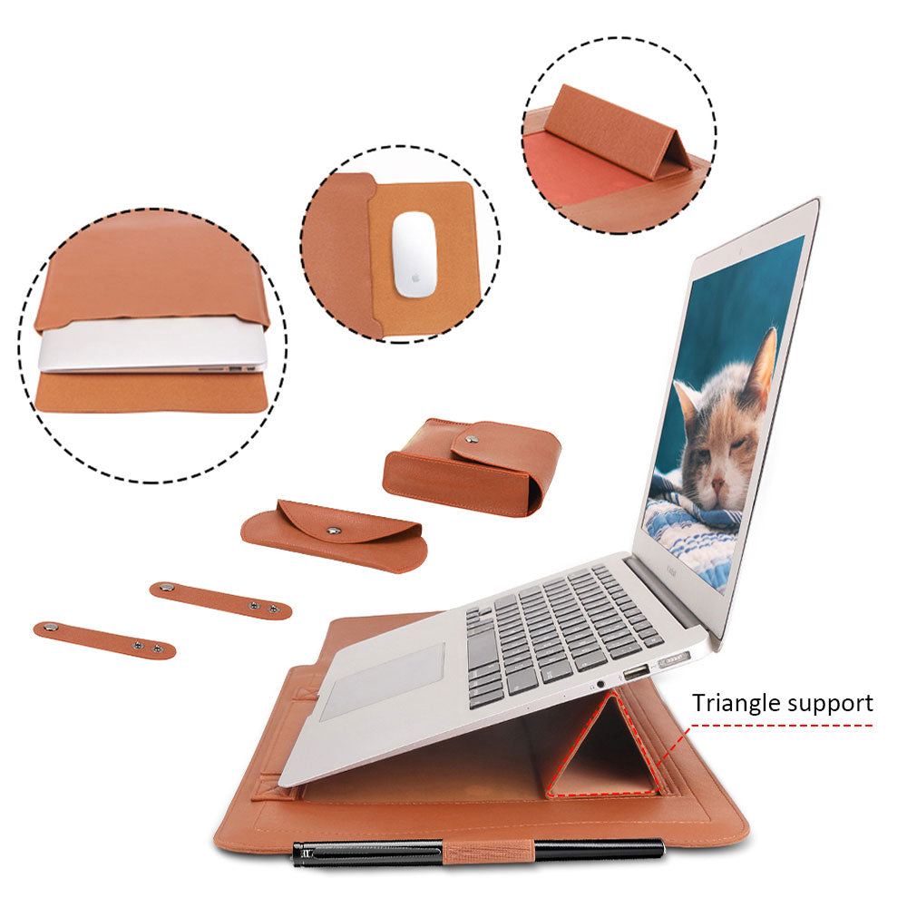 Laptop Bag PU Leather Sleeve Bag Waterproof Case For Macbook Air Pro 13 15 Portable Laptop Notebook Bag With Support Frame - V.I.P Digital Presence