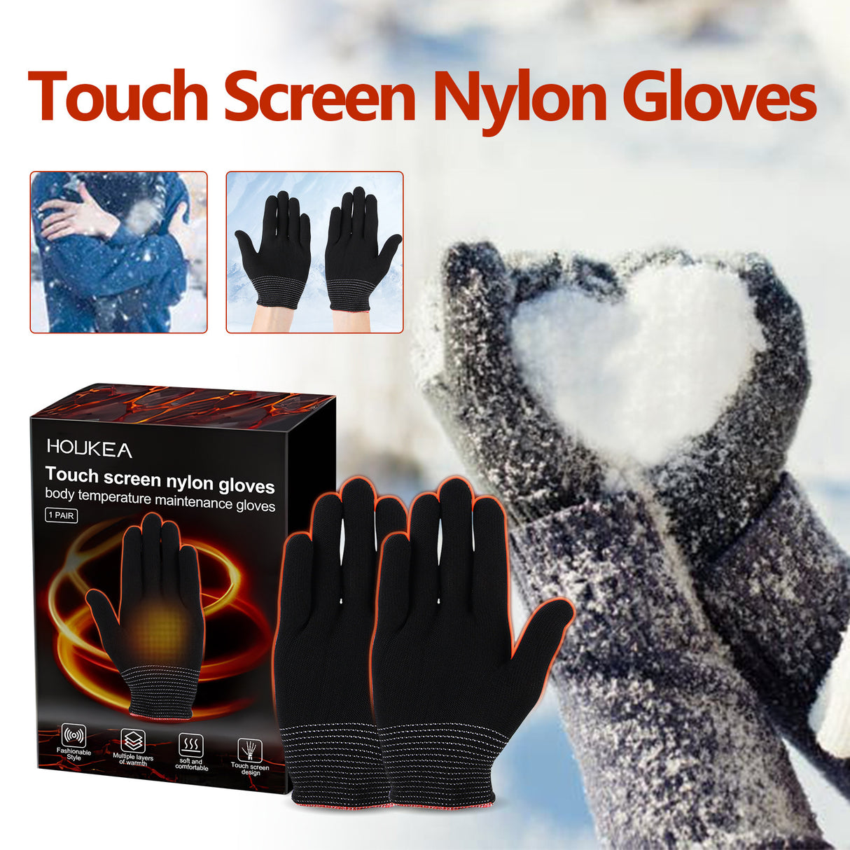 Nylon Gloves, Winter Outdoor Sports Skiing Cold Hand Care Massage Heat Warm Gloves - V.I.P Digital Presence