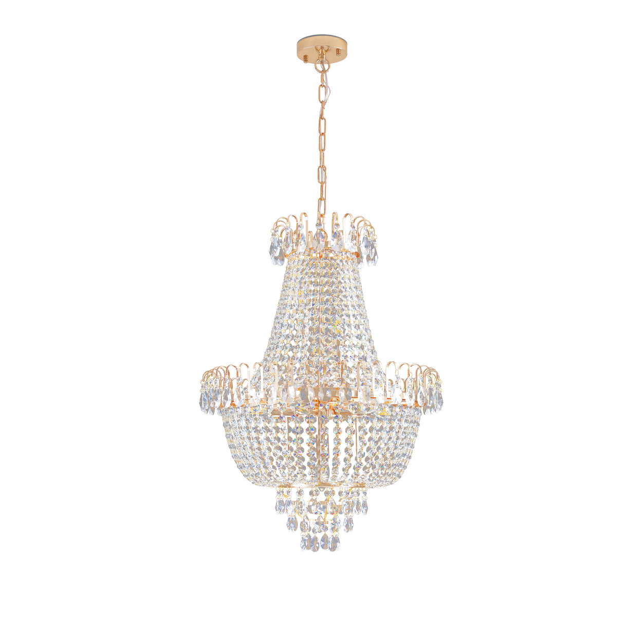 Golden crystal pendant light, large modern luxury ceiling lighting (without light bulbs) - V.I.P Digital Presence