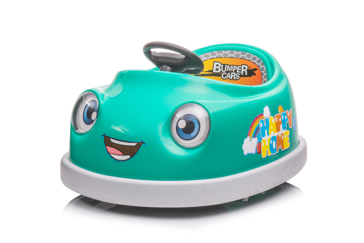 Bumper Car for Kids, 12v Dual Drive 1-6 Years Old Children's Electric Car with Pushrod Dinner Plate Music Rocking Horse