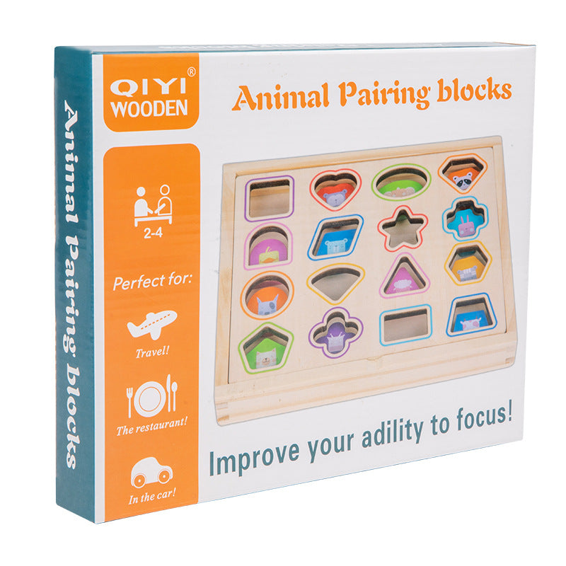 Wooden shape matching block box, children's early education cognitive color, graphic matching card, matching block toy - V.I.P Digital Presence