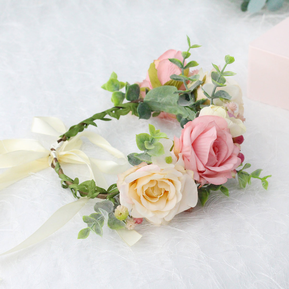 Spring and summer flower garland headwear simulation rose crown water grass headband bride travel photography hair accessories - V.I.P Digital Presence