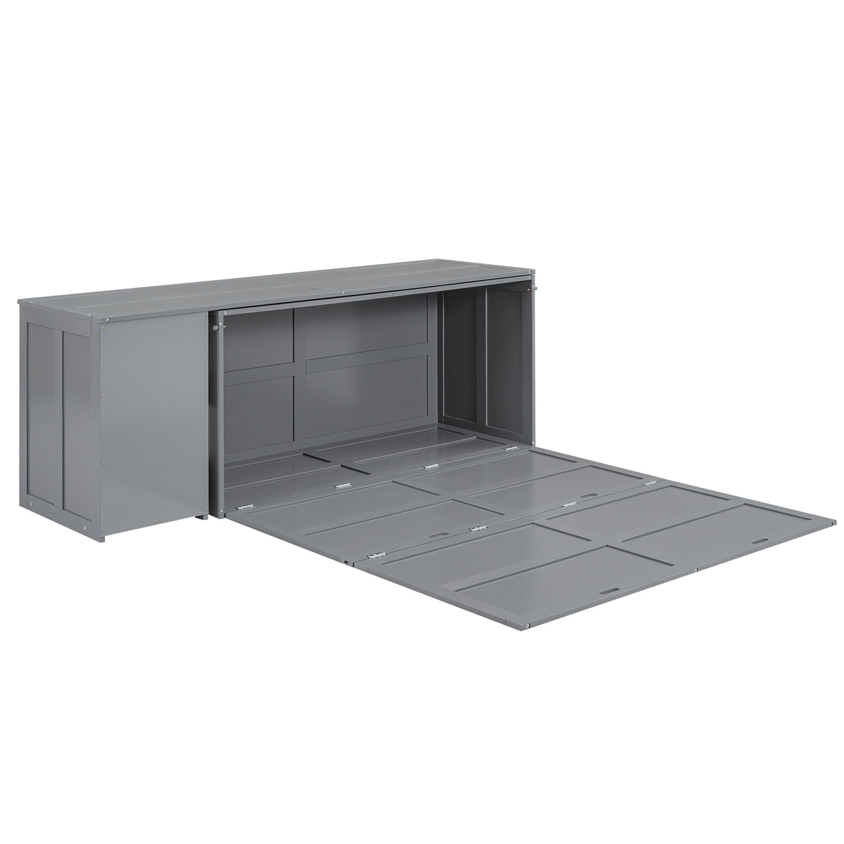 Queen Size Murphy Bed with Rotable Desk Gray