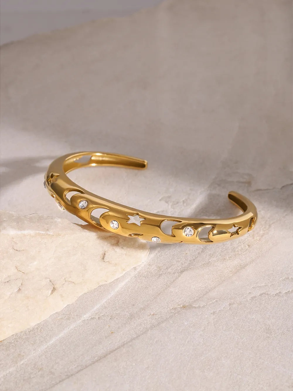 Stainless Steel Inlaid Rhinestone Cutout Bracelet - V.I.P Digital Presence