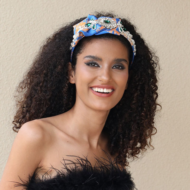 Heavy Industry Handmade Fabric and Diamond Set Fashion Hair Hoops for Women - V.I.P Digital Presence