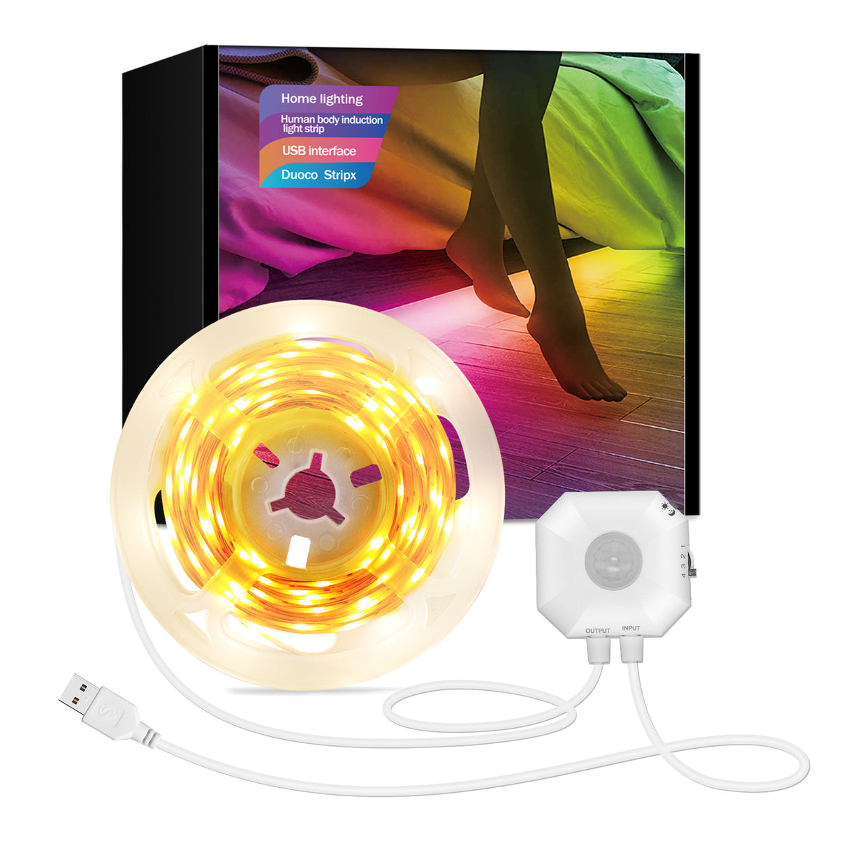 Colorful Bluetooth App Human Body Sensing Bedside Lamp with USB 5V 5050 Bedroom Induction - V.I.P Digital Presence