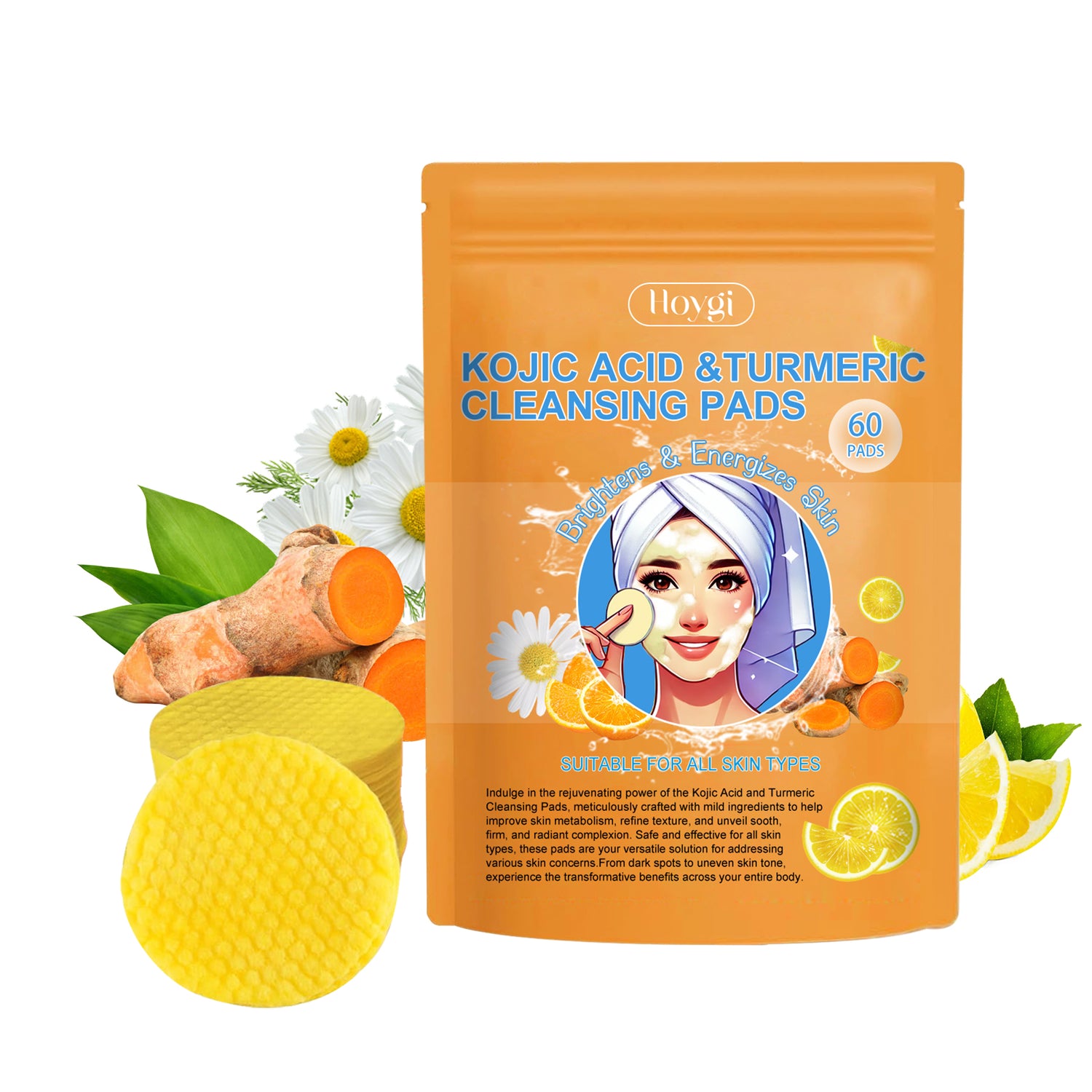 Turmeric Acid Cleansing Pad Gentle Exfoliating Deep Clean Non-Tight Improving Skin Cleansing Pad - V.I.P Digital Presence