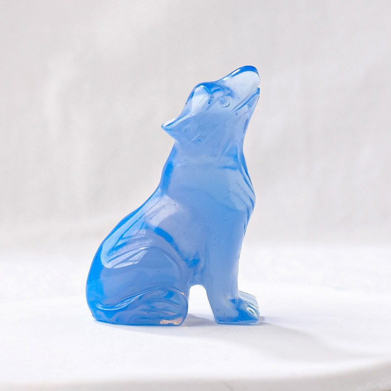 Natural crystal wolf cub carving piece, crystal animal raw stone, mineral specimen, home decoration ornament - V.I.P Digital Presence