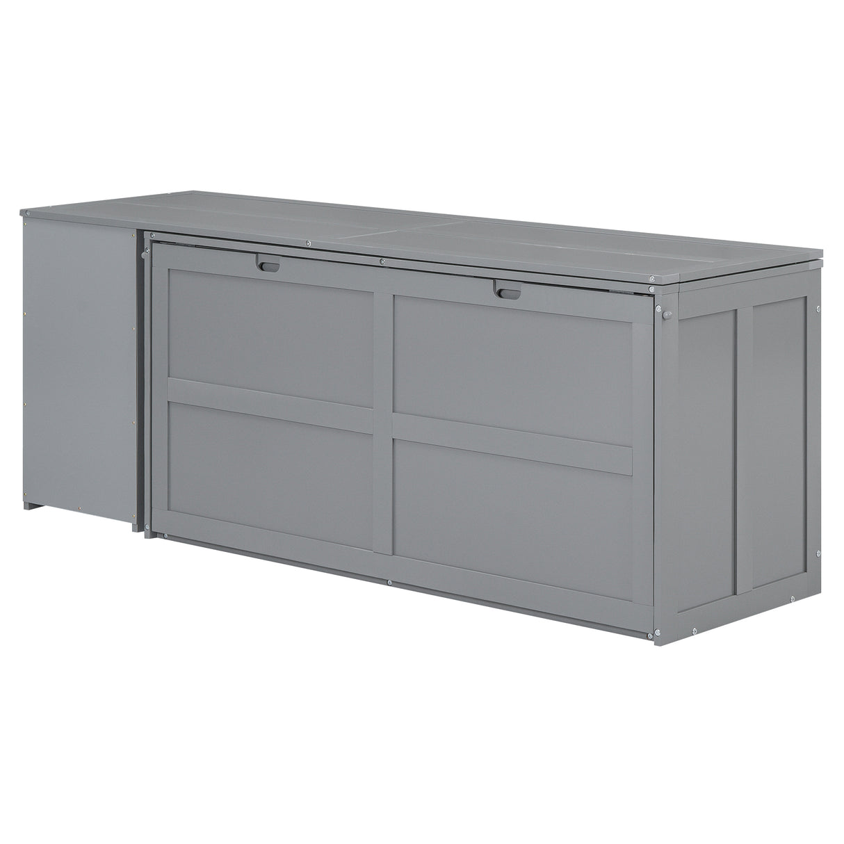 Queen Size Murphy Bed with Rotable Desk Gray