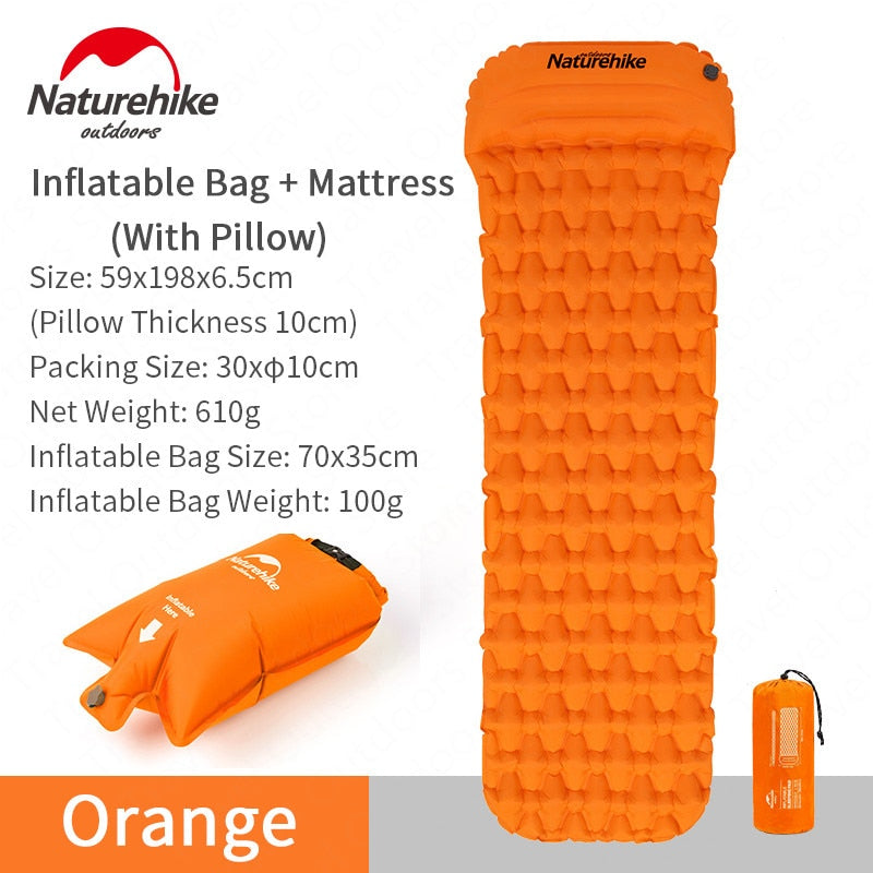 Colchoneta inflable para acampar al aire libre Naturehike, bolsa inflable, tienda de campaña, colchón para dormir, colchoneta ultraligera portátil para picnic, colchoneta para acampar y picnic