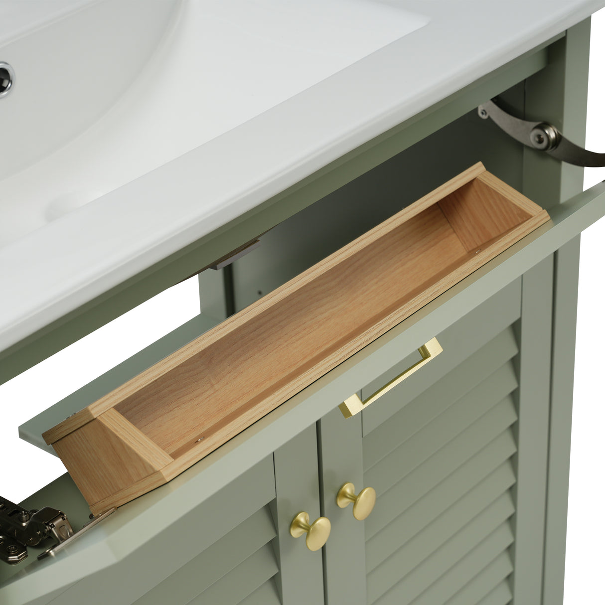 30-Inch Bathroom Vanity with Ceramic Sink Combination, Ample Storage - Features 1 Pullout and Multifunctional Shelf Dividers - V.I.P Digital Presence