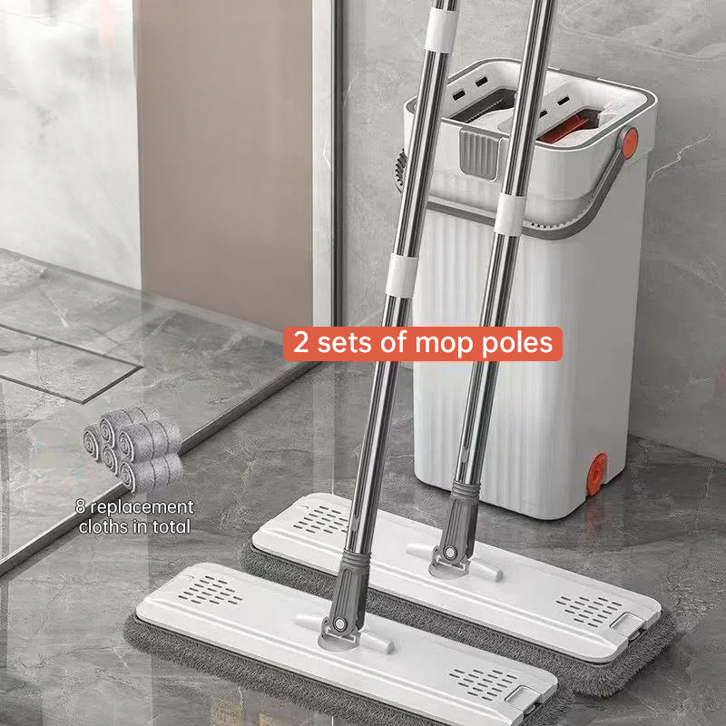 A 33cm Home Floor Cleaning Set: Hand Free Flat Mop & Bucket, 360° Rotating, Washable Microfiber, Lazy Cleaning Tool. - V.I.P Digital Presence