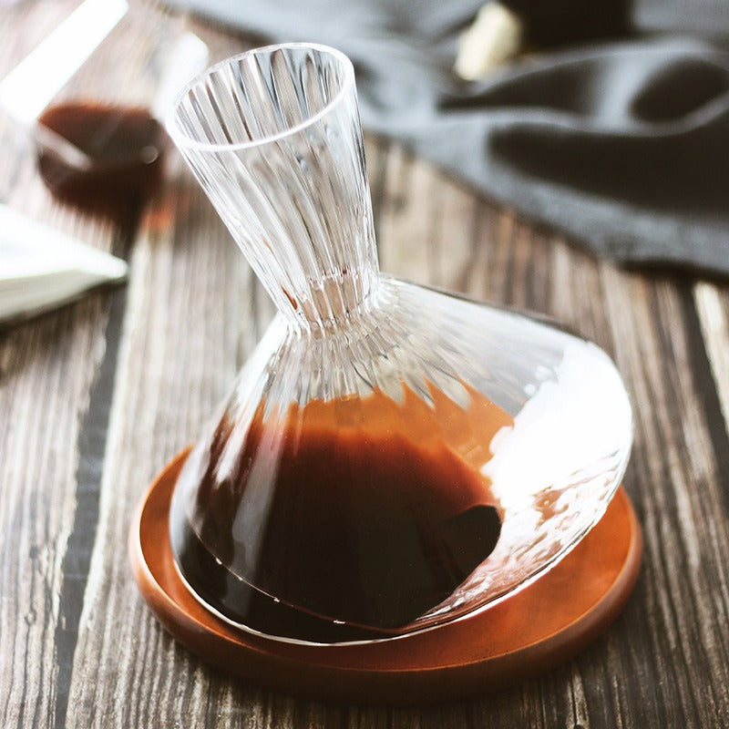 Premium Red Wine Carafe Tumbler Wine Dispenser Decanter with Wood Tray