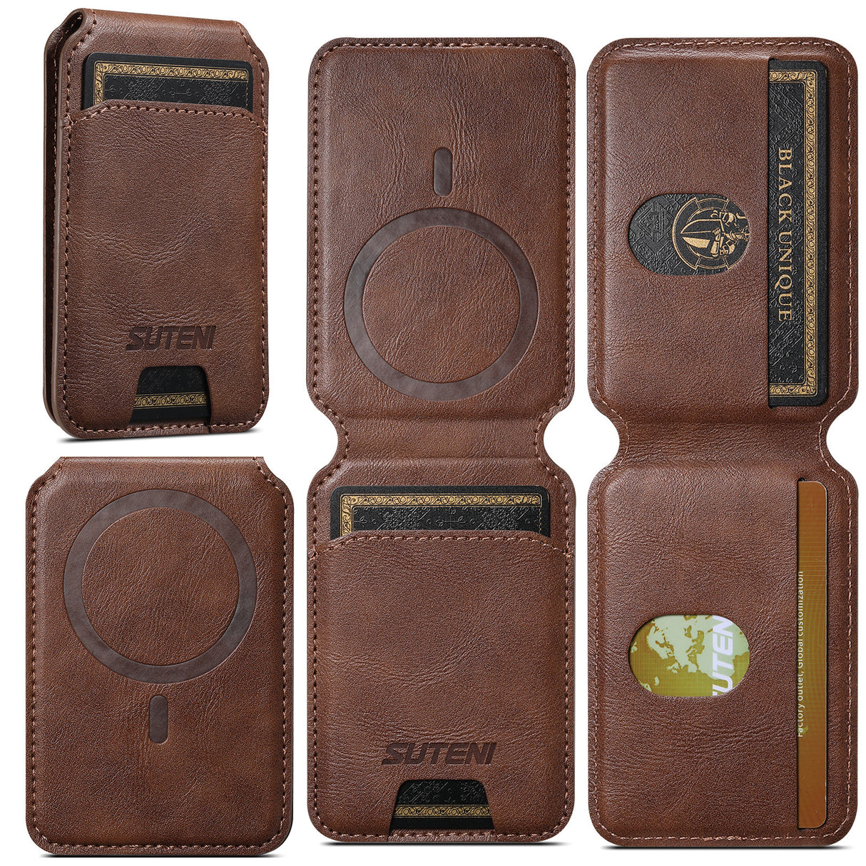 Suitable for Apple 15ProMax Android universal mobile phone magnetic card holder MagSafe magnetic ring PU leather - V.I.P Digital Presence