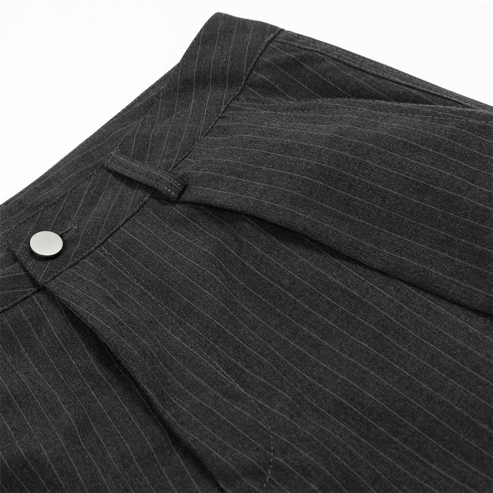 Vertical Striped Casual Trousers Men's Dress Pants Fashion Design Pleated Draped Cool Loose Straight Wide-Leg Long Pants - V.I.P Digital Presence