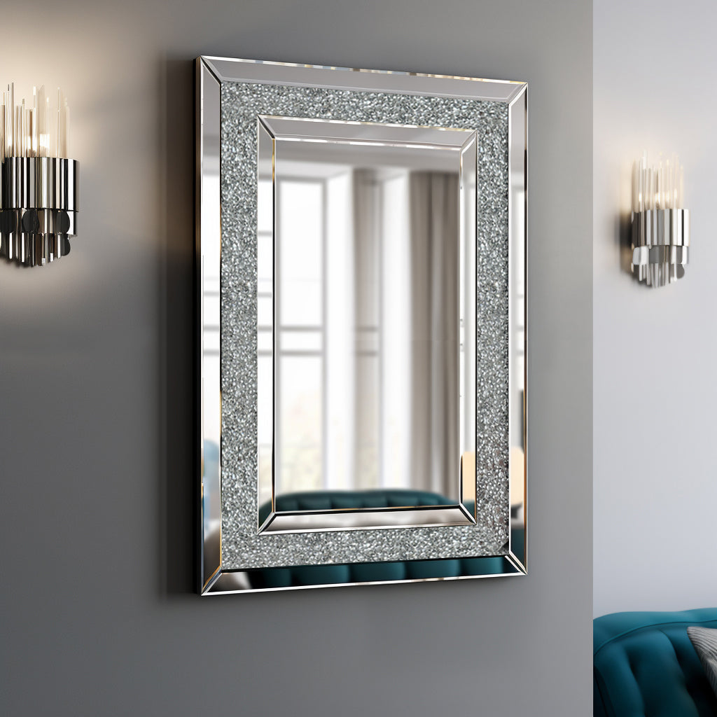 Large Wall-Mounted Silver Decorative Rectangular Wall Mirror for Home, Living Room, Bedroom, Entryway (clear HD mirror) - V.I.P Digital Presence