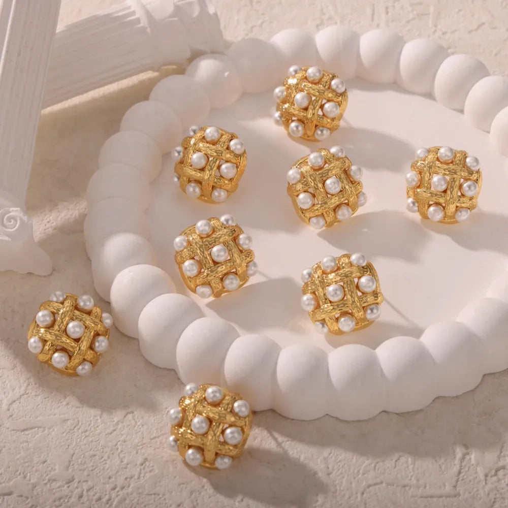 Copper Shell Pearl Stud Earrings - V.I.P Digital Presence