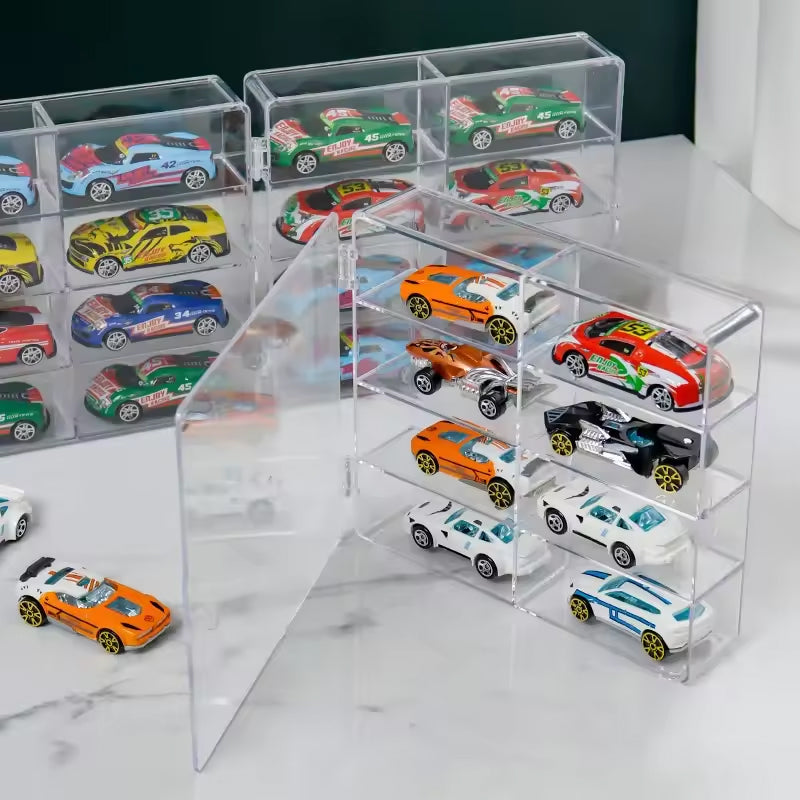 1:64 Acrylic Car Display Box – 8-grid, dustproof, stackable, transparent. Fits Hot Wheels. - V.I.P Digital Presence