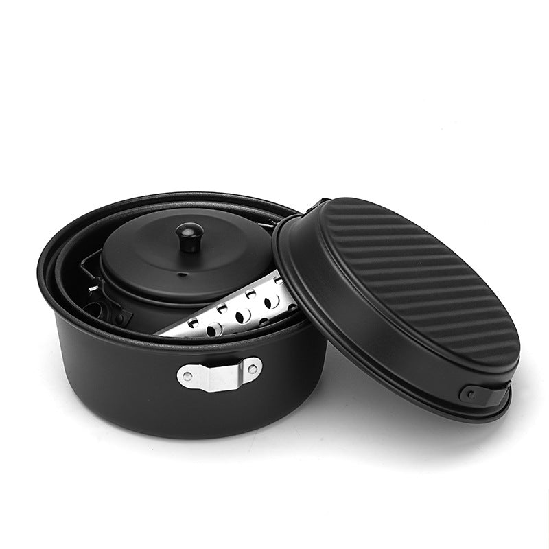 Non-stick coating aluminum alloy cover pot kettle lightweight portable camping pot frying pan outdoor picnic pot set - V.I.P Digital Presence