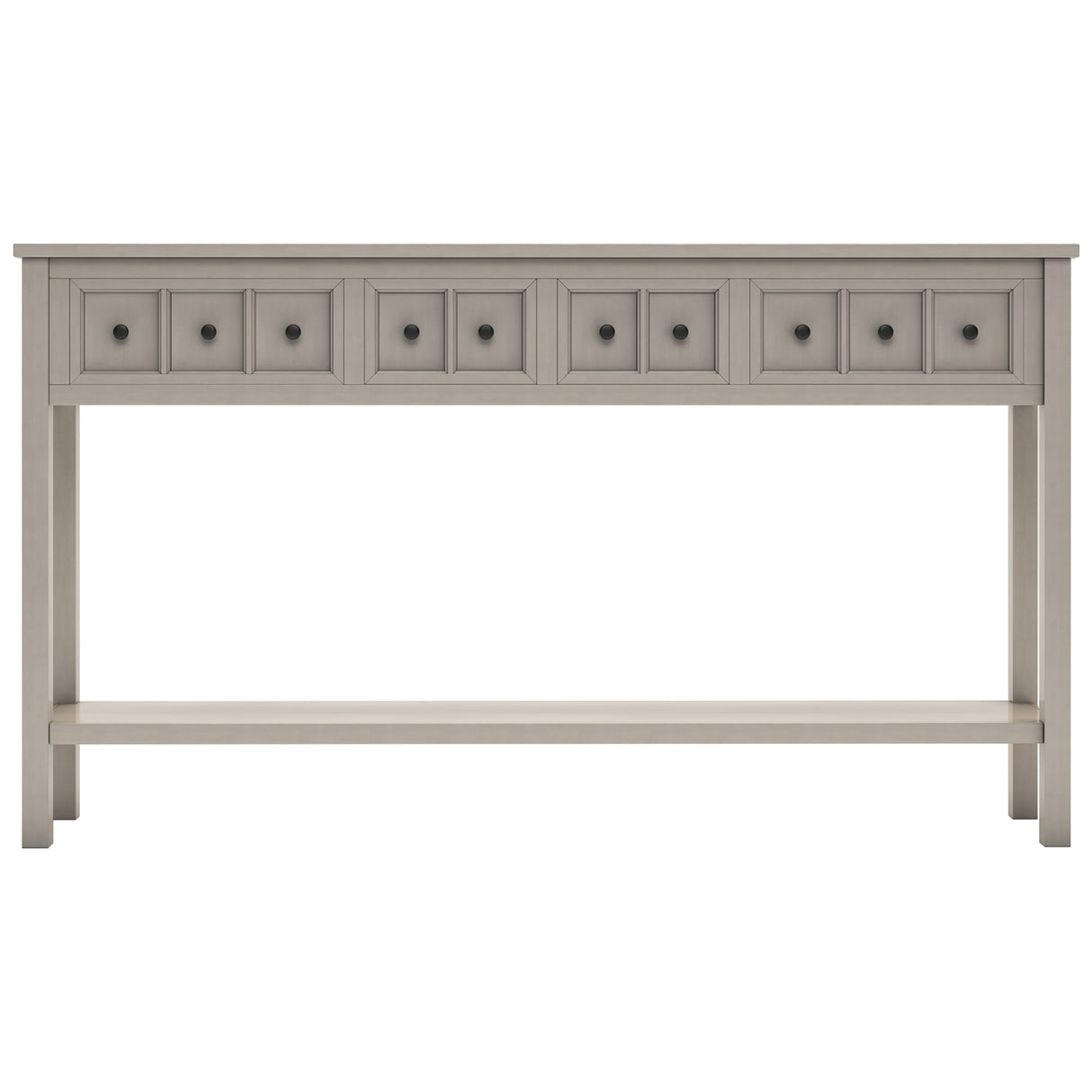 TREXM Rustic Entryway Console Table60" Long Sofa Table with two Different Size Drawers and Bottom Shelf for Storage (Gray Wash)