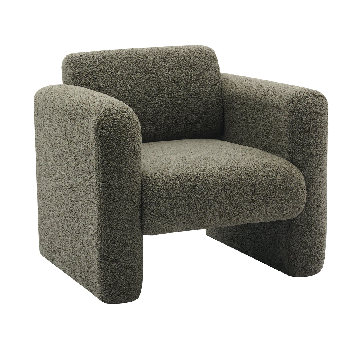 Modern style chair with sheepskin Sherpa fabric soft cushion, comfortable armchair, soft with backrest and pillow, seaweed green - V.I.P Digital Presence
