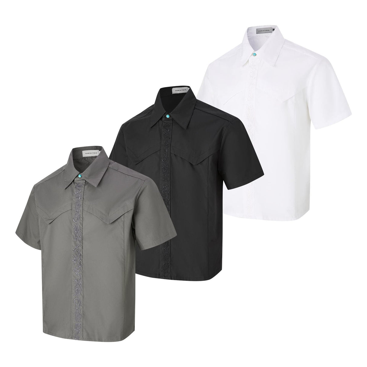 Embroidered short sleeved shirt men's loose shirt - V.I.P Digital Presence