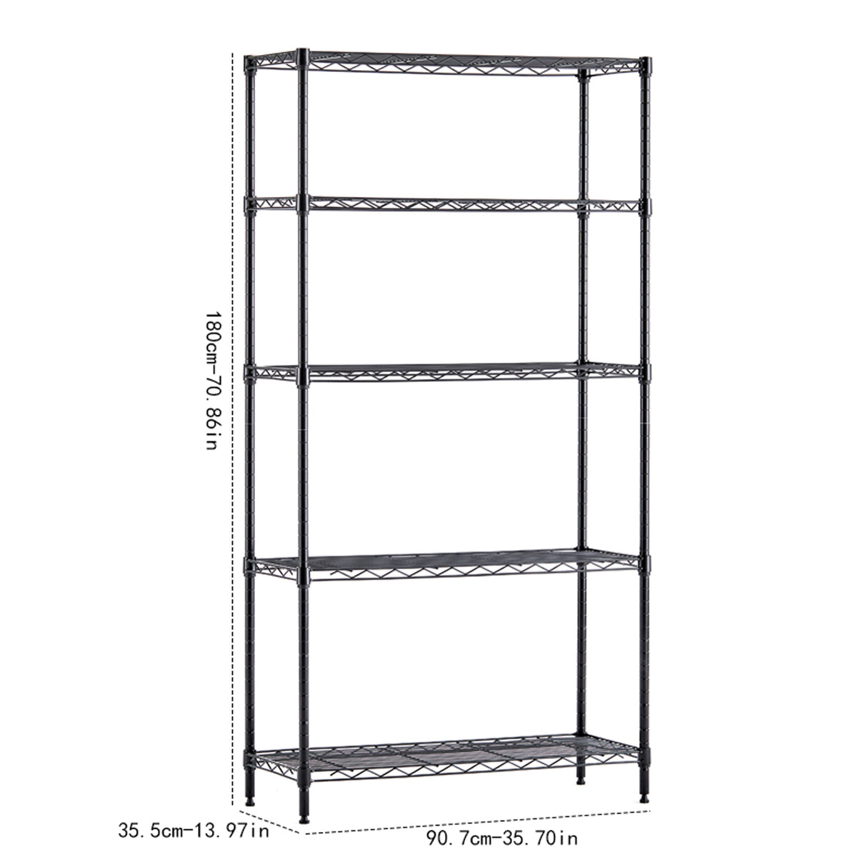 Metal wire rack storage rack adjustable rack, vertical storage rack unit (black, 35.7L x 14W x 71H) - V.I.P Digital Presence