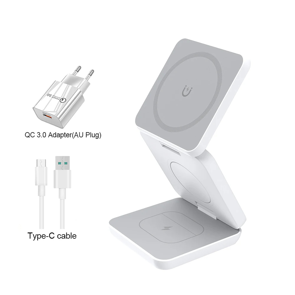 Wireless Charger 3 in 1 Foldable Magnetic Wireless Charging Station for iPhone 15 14 13 12 Pro Max Apple Watch 8 9 Charger - V.I.P Digital Presence