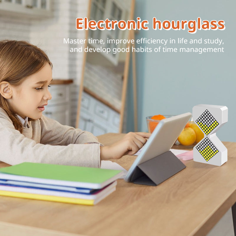 Cyber-style LED electronic sand timer: gravity-sensing, 1-30min countdown, tech decompression toy - V.I.P Digital Presence