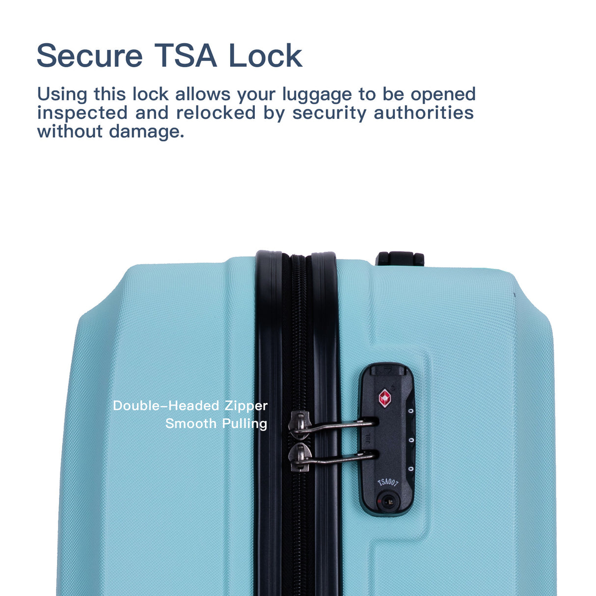 3 Piece Luggage Sets ABS Lightweight Suitcase with Two Hooks, Spinner Wheels, TSA Lock, (20/24/28) Green