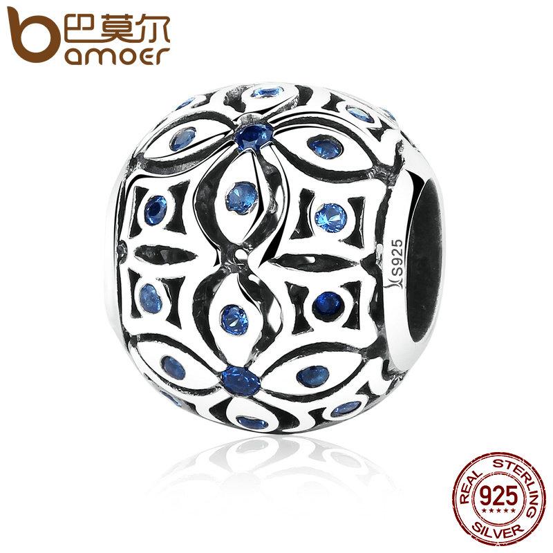 BAMOER 925 Sterling Silver Charms With Blue Crystals Bead Charm fit Bracelets Bangles SCC059 - V.I.P Digital Presence
