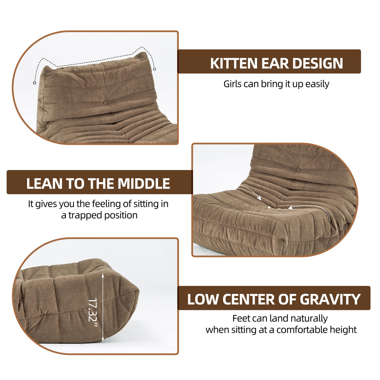 Floor sofa Bean Bag Chair for Adults Fireside Bean Bag Lounger Memory Foam Chair for Home, office, Apartment or Gaming Venue - V.I.P Digital Presence