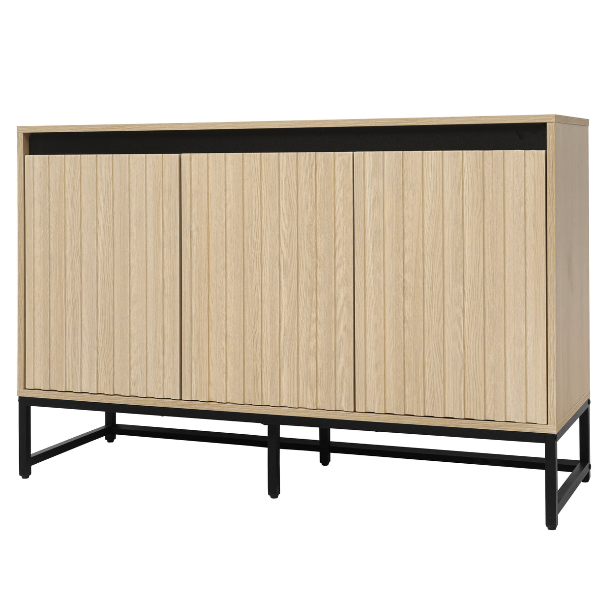 Engraved 3-door side panel with LED, self-service cabinet storage cabinet, modern coffee bar cabinet with adjustable shelf - V.I.P Digital Presence