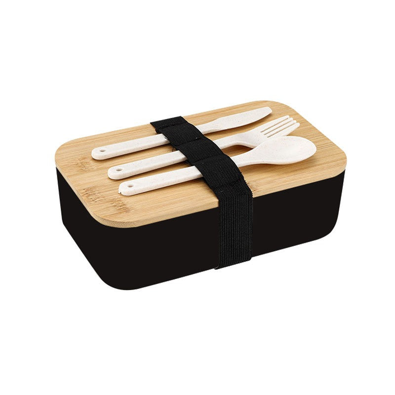 Wheat straw lunch box, Japanese style wooden lid bento box, household compartment, microwave oven lunch box, fresh-keeping box - V.I.P Digital Presence