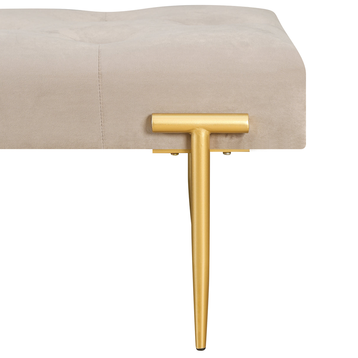 48'' Modern Ottoman Bench Velvet Bench Upholstered Footrest With Gold Metal Legs And Padded Seat For Bedroom Living Room - V.I.P Digital Presence