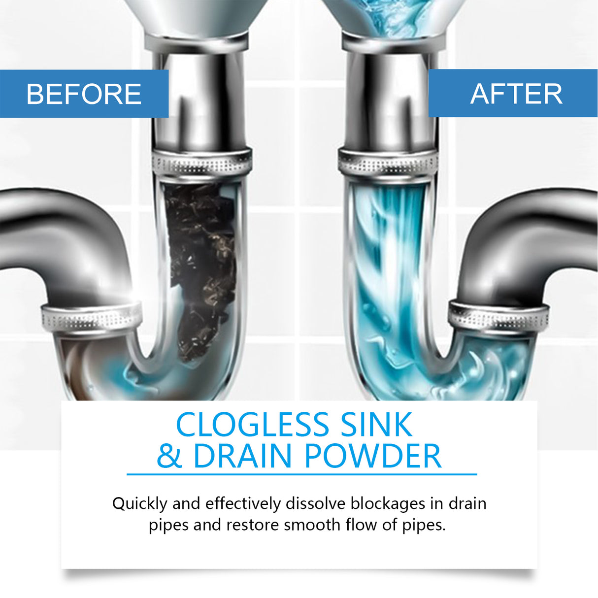 Drain Blockage Removal Powder, Kitchen Bathroom Floor Drain Pipe Cleaning Decontamination Desalting Odor - V.I.P Digital Presence