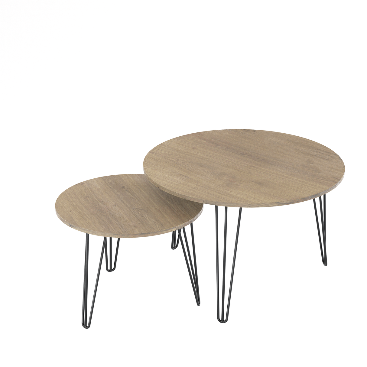 27.56'' Round Nesting Coffee Table Set of 2, Circular Nesting End Table Set Sturdy Metal Base for Living Room, bedroom, Brown - V.I.P Digital Presence