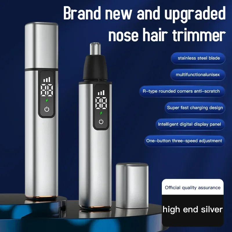 Portable LED Display Nose Hair Remover Electric Nose Hair Trimmer USB Charging Safety Face Hair Cleaning Care Kit - V.I.P Digital Presence