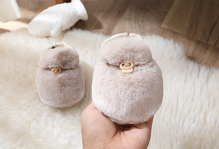 Newborn Plush Footwear Winter Thickened And Padded Infant Soft Bottom Step Front Shoes Warm Fur Baby Toddler Shoes